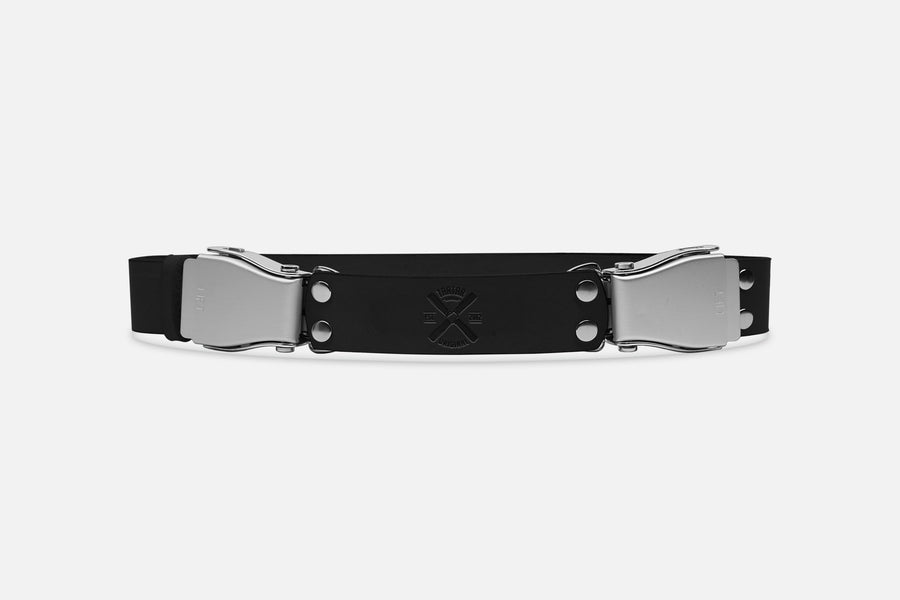 2-Schnallengürtel Standard in Black mit Schnalle in Silber – handgefertigt in Berlin