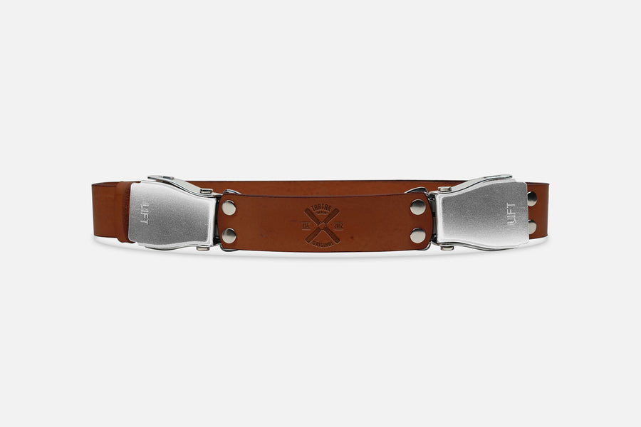 2-SCHNALLENGÜRTEL STANDARD COGNAC/ROH SILBER