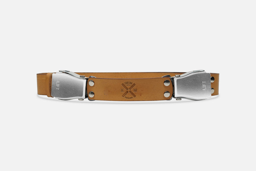 2-SCHNALLENGÜRTEL STANDARD COGNAC LIGHT/ROH SILBER