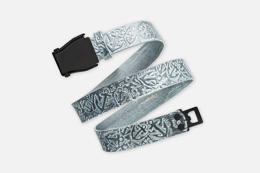 ANKER-GÜRTEL SILBER SCHIMMERND/SCHWARZ