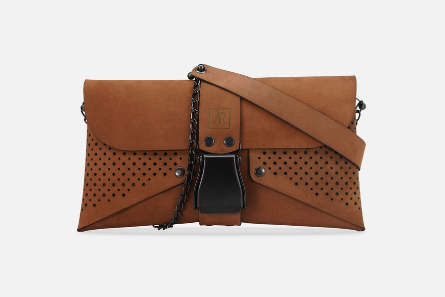 HANDTASCHE NUBUK BROWN/SCHWARZ