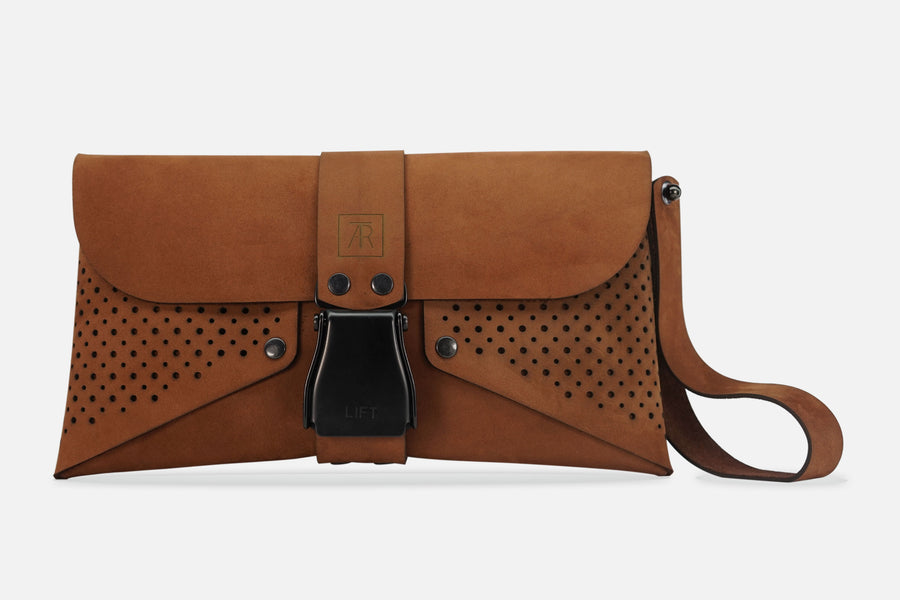 HANDTASCHE NUBUK BROWN/SCHWARZ