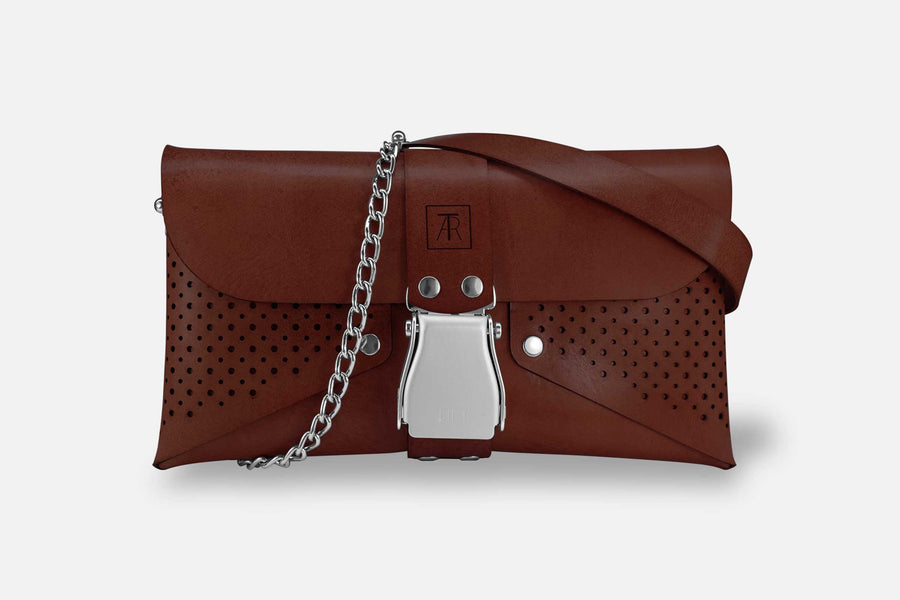 HANDTASCHE TOSCANA KASTANIE/SILBER