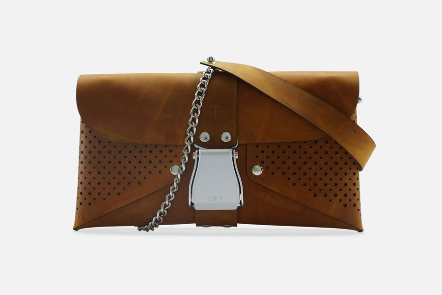 HANDTASCHE VINTAGE COGNAC/SILBER