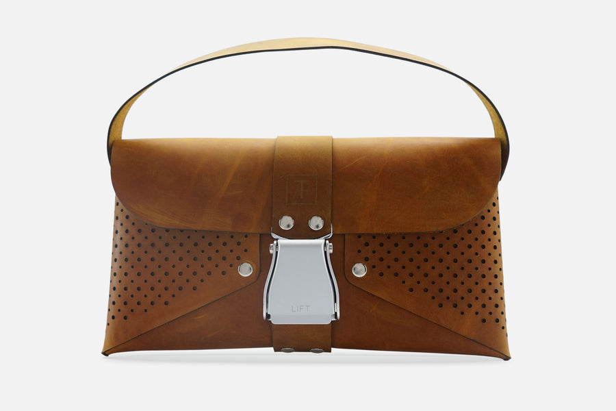 HANDTASCHE VINTAGE COGNAC/SILBER