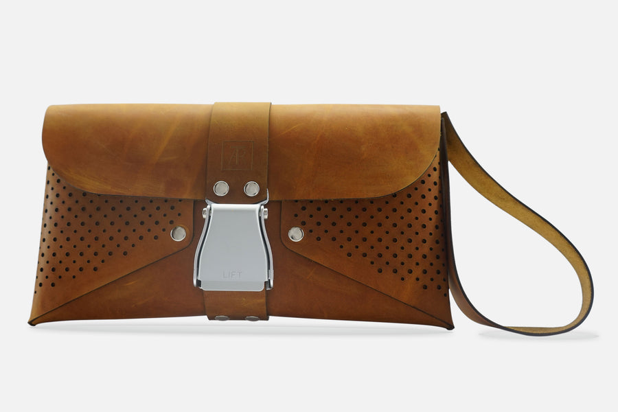 HANDTASCHE VINTAGE COGNAC/SILBER