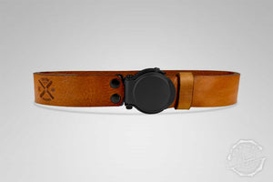GÜRTEL RUNDSCHNALLE COGNAC/SCHWARZ