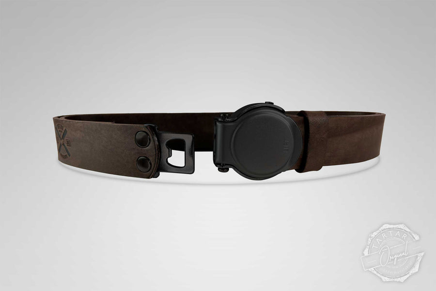 GÜRTEL RUNDSCHNALLE DARKBROWN/SCHWARZ