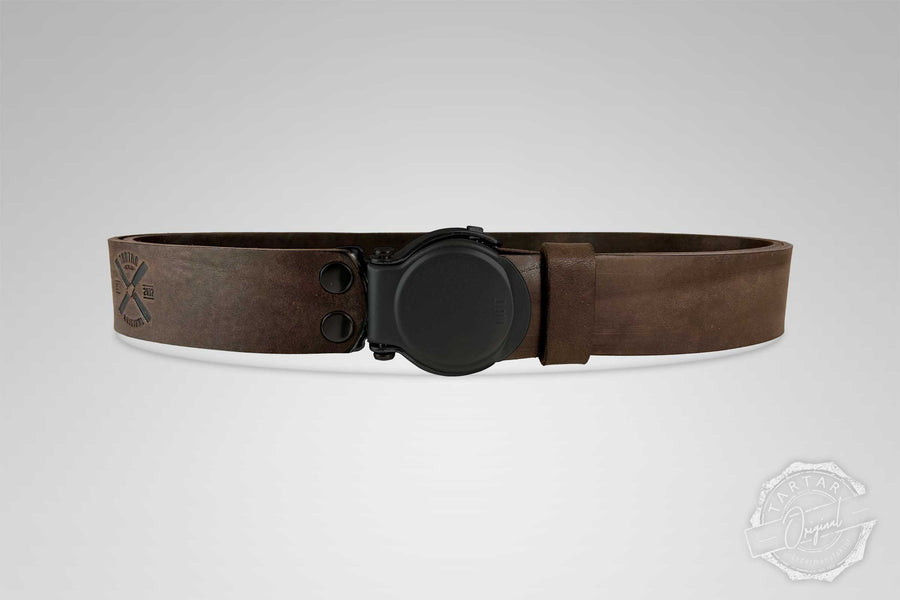 GÜRTEL RUNDSCHNALLE DARKBROWN/SCHWARZ