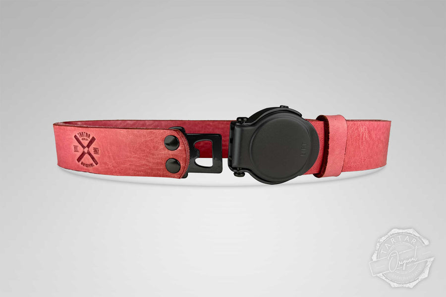 GÜRTEL RUNDSCHNALLE PINK/SCHWARZ