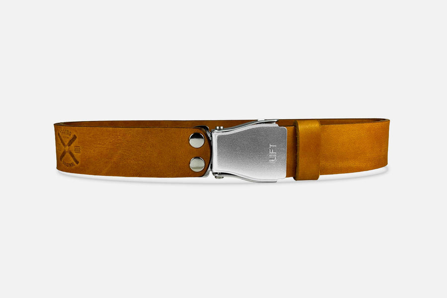 Gürtel Standard in Cognac mit Schnalle in Roh Silber – handgefertigt in Berlin