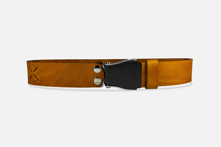 Gürtel Standard in Cognac mit Schnalle in Schwarzsilber – handgefertigt in Berlin