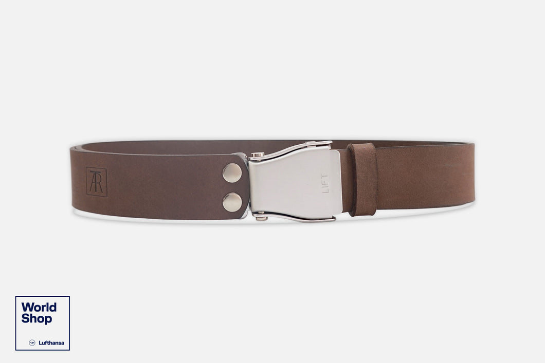 GÜRTEL STANDARD NUBUK BRAUN/SILBER