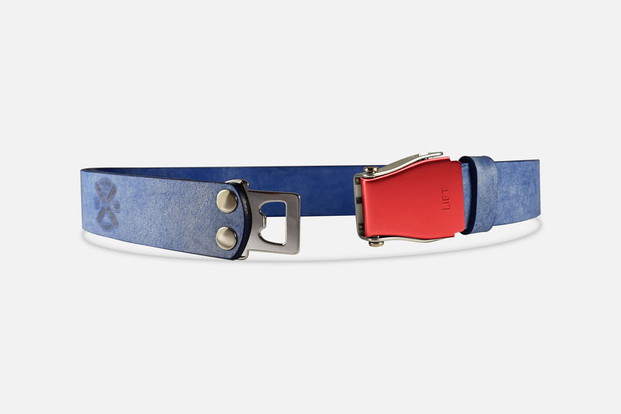 GÜRTEL STANDARD SMOKEY BLUE/LACHSROT