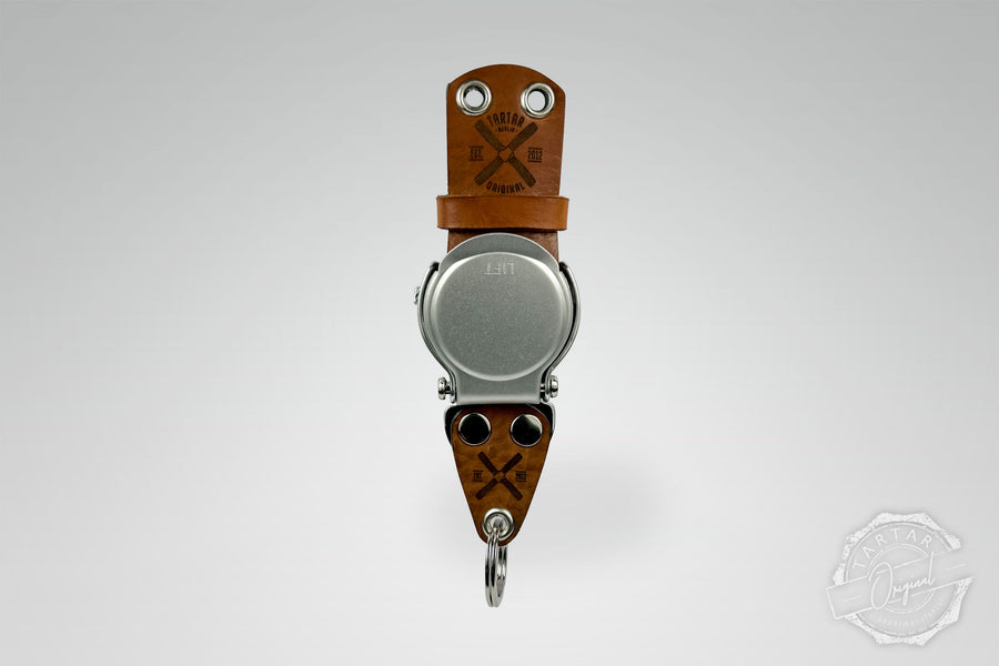 SCHLÜSSELHALTER/RUND (WAND) - COGNAC/SILBER