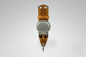 SCHLÜSSELHALTER/RUND (WAND) - COGNAC LIGHT/SILBER