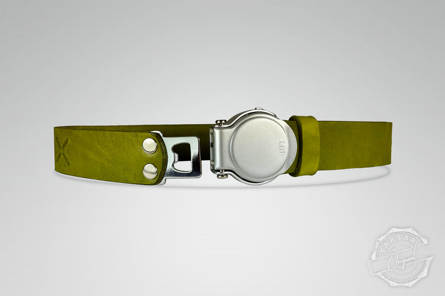 GÜRTEL RUNDSCHNALLE MATCHA/SILBER