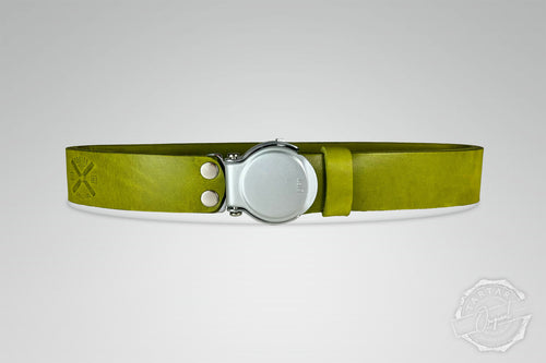 GÜRTEL RUNDSCHNALLE MATCHA/SILBER