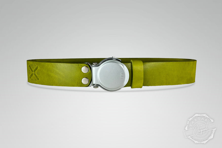GÜRTEL RUNDSCHNALLE MATCHA/SILBER