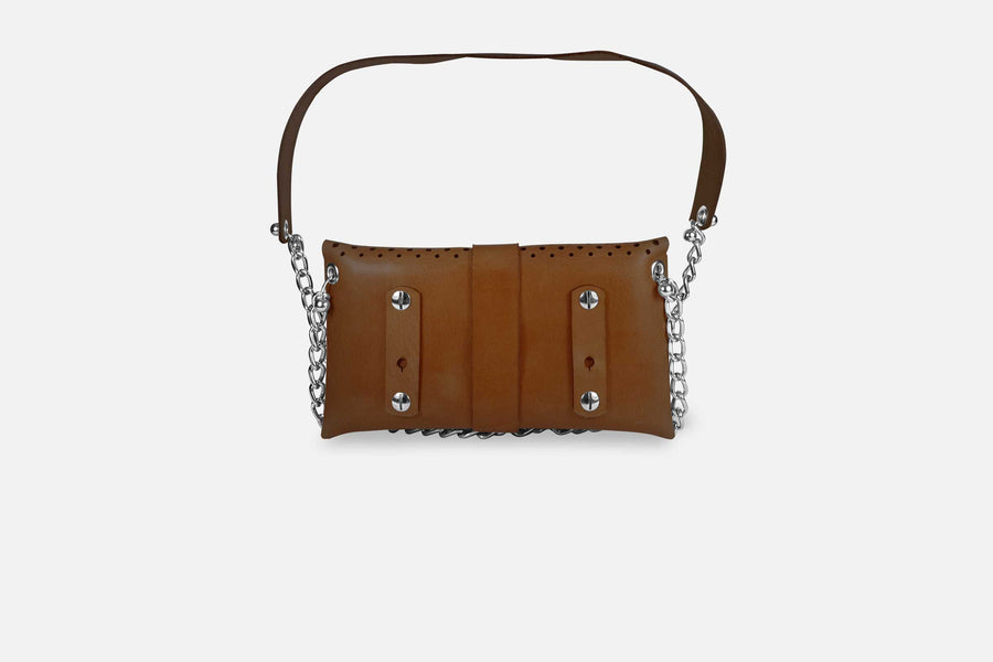 MINI BAG NUBUK BROWN/SILBER GLÄNZEND