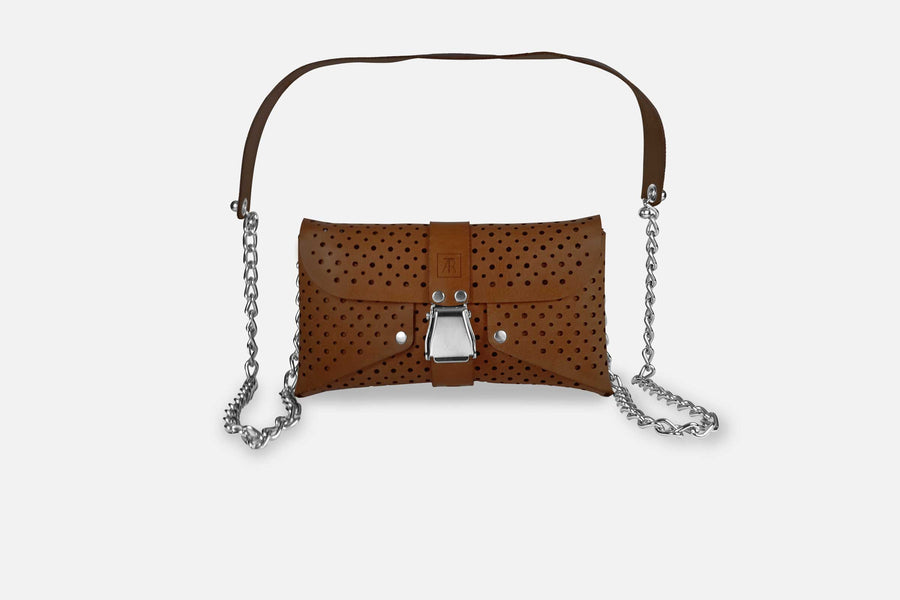 MINI BAG NUBUK BROWN/SILBER GLÄNZEND