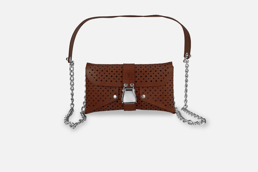 MINI BAG TOSCANA KASTANIE/SILBER GLÄNZEND