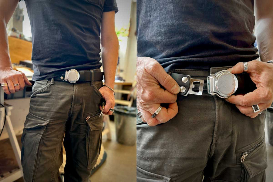 GÜRTEL RUNDSCHNALLE PINK/ROH SILBER