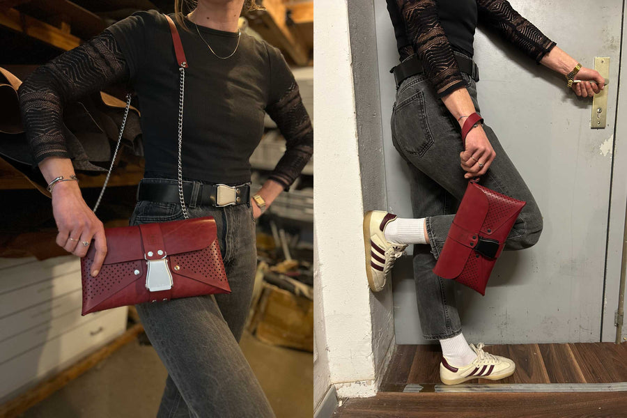 HANDTASCHE TOSCANA BURGUND/SCHWARZ