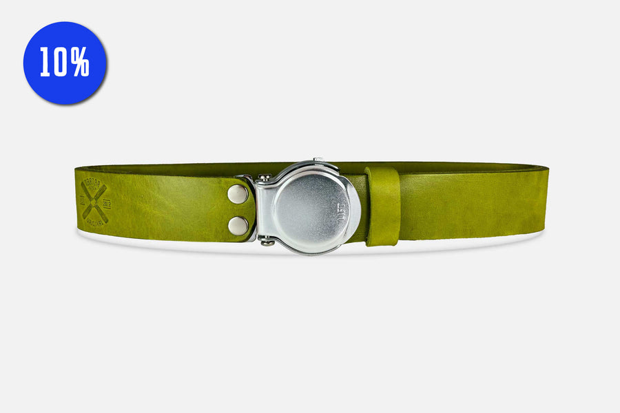 GÜRTEL RUNDSCHNALLE MATCHA/ROH SILBER