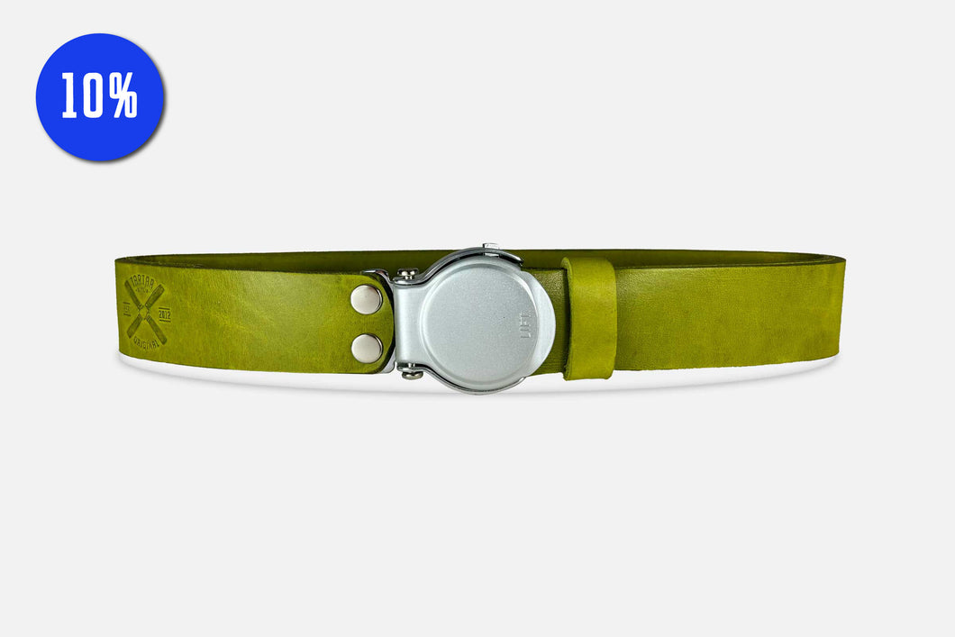 GÜRTEL RUNDSCHNALLE MATCHA/SILBER