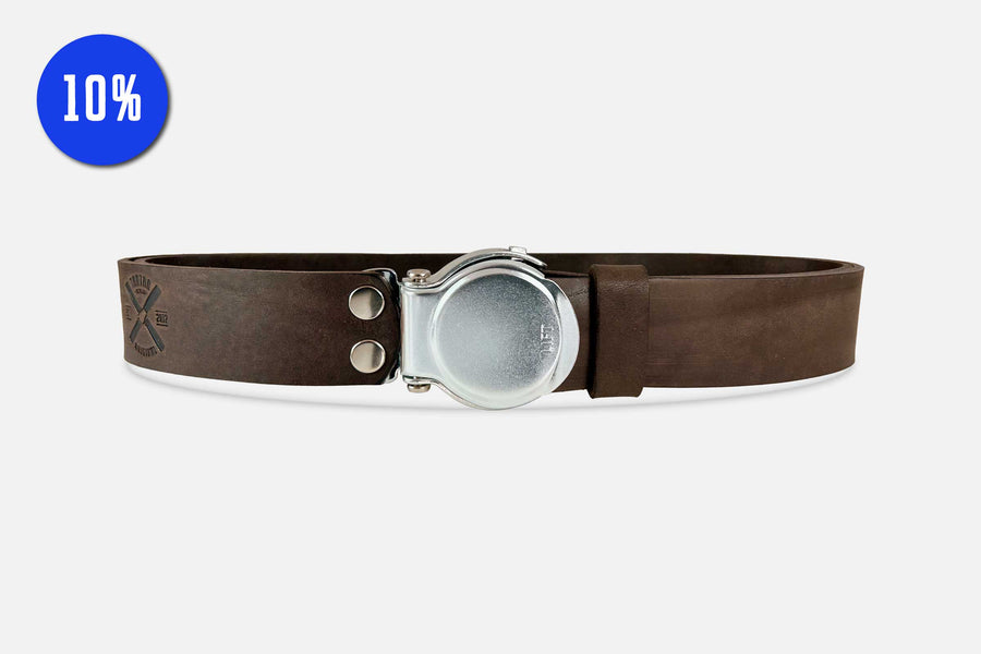 GÜRTEL RUNDSCHNALLE DARKBROWN/ROH SILBER