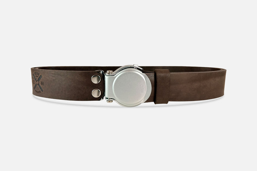 GÜRTEL RUNDSCHNALLE DARKBROWN/SILBER