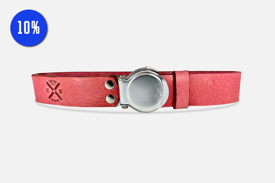 GÜRTEL RUNDSCHNALLE PINK/ROH SILBER