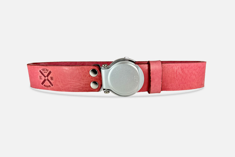 GÜRTEL RUNDSCHNALLE PINK/SILBER