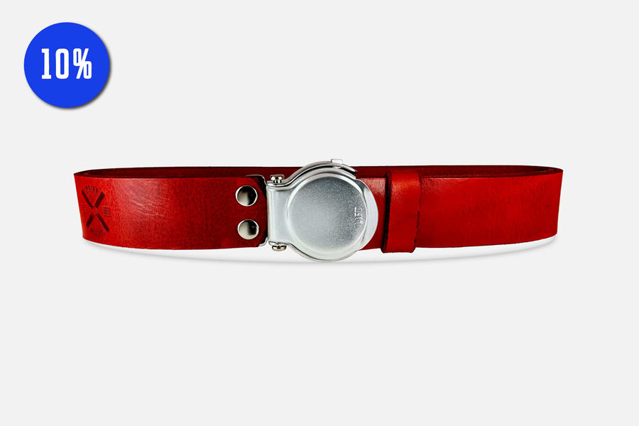 GÜRTEL RUNDSCHNALLE RUBIN/ROH SILBER