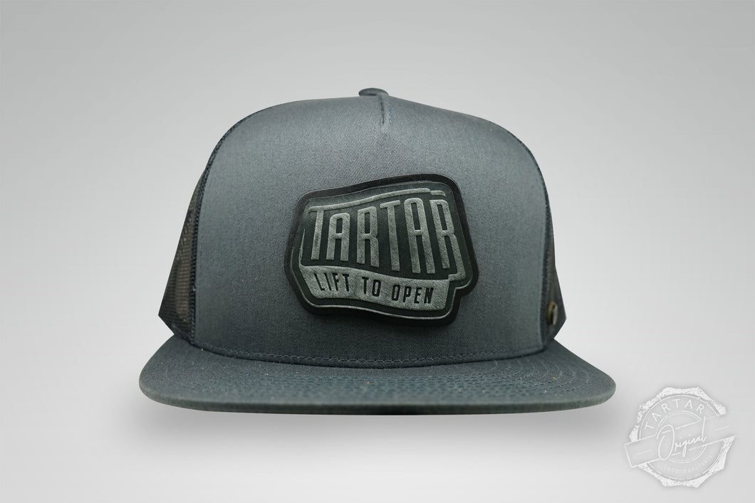 TARTAR CAP - LEATHER PATCH SMOKEY-'LIFT TO OPEN'