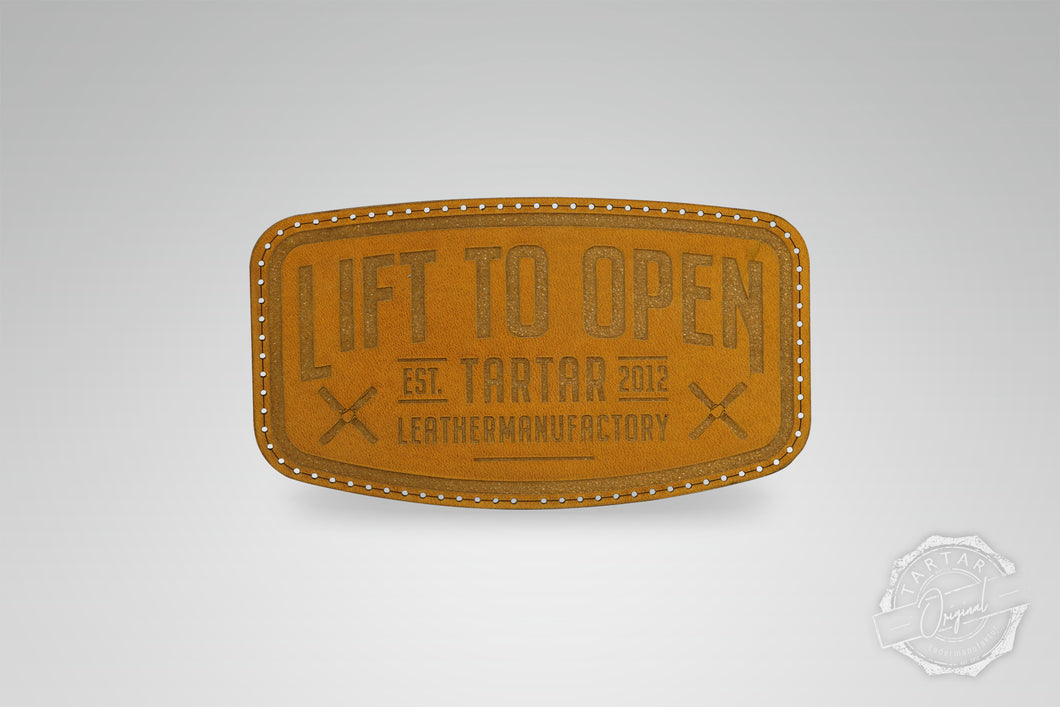 LEATHER PATCH - LIFT TO OPEN / COGNAC