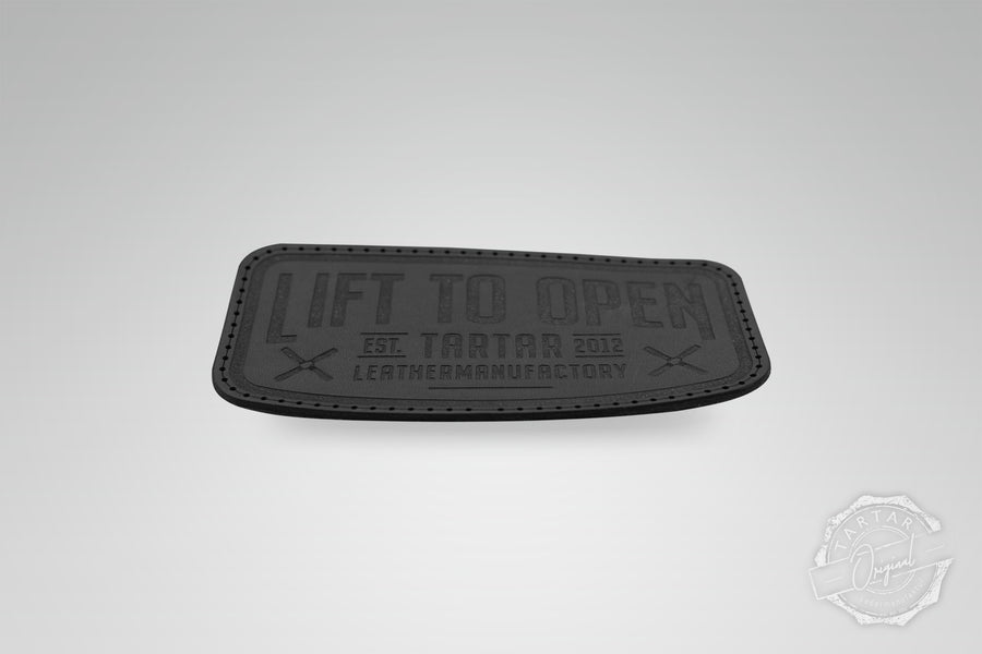 LEATHER PATCH - LIFT TO OPEN / BLACK