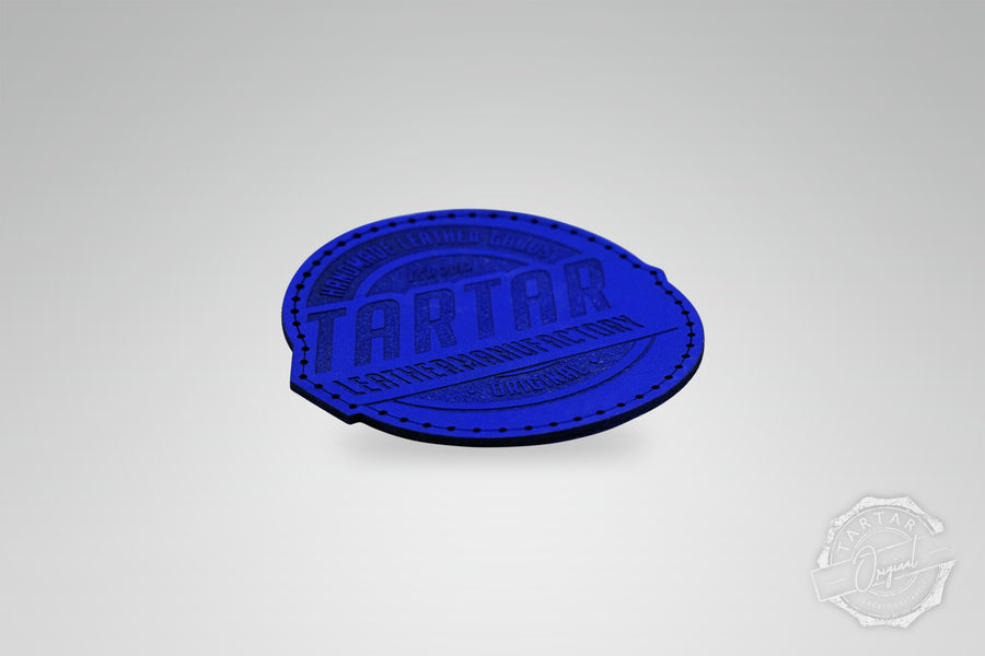LEATHER PATCH - LEATHERMANUFACTORY RUND / ROYALBLUE